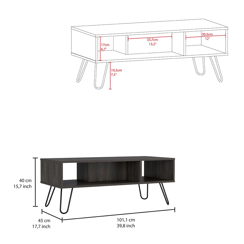 Pemberly Row 2 Piece Living Room Set Black Bar Cart and Espresso Coffee Table