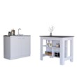 Pemberly Row 2Pc Kitchen Set Kitchen Island & Utility Sink Cabinet White Onyx