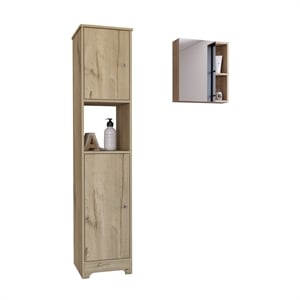 Pemberly Row 2Pc Bathroom Set Medicine Cabinet & Linen Cabinet in Multi-color