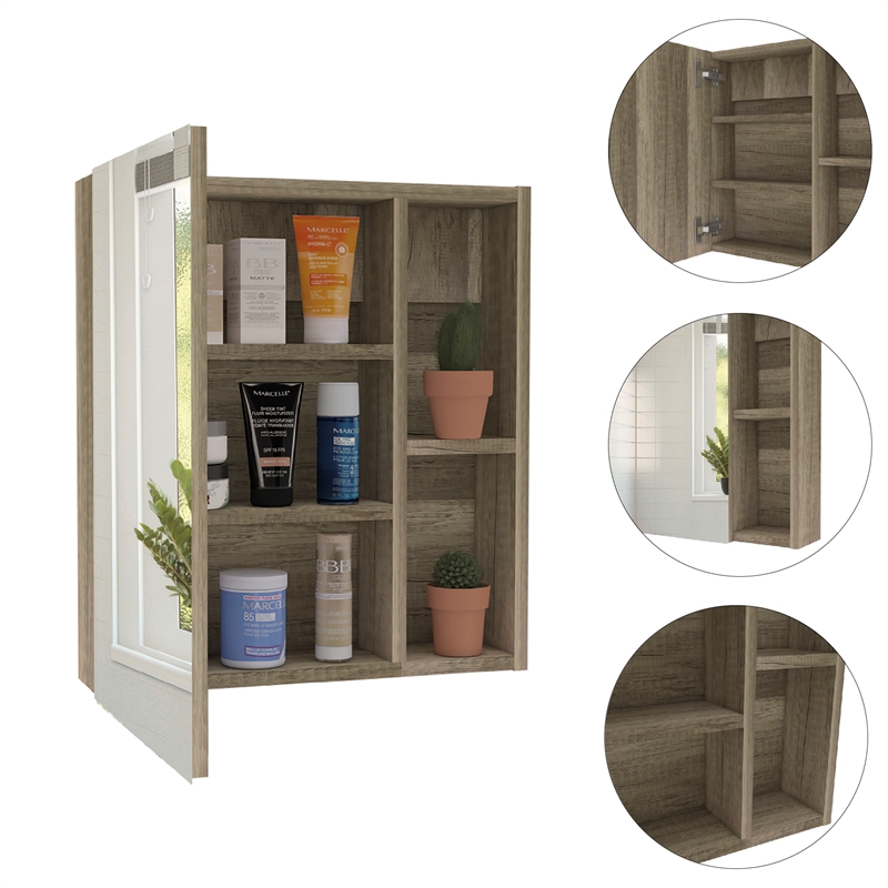 Pemberly Row 2Pc Bathroom Set Medicine Cabinet & Linen Cabinet in Multi-color
