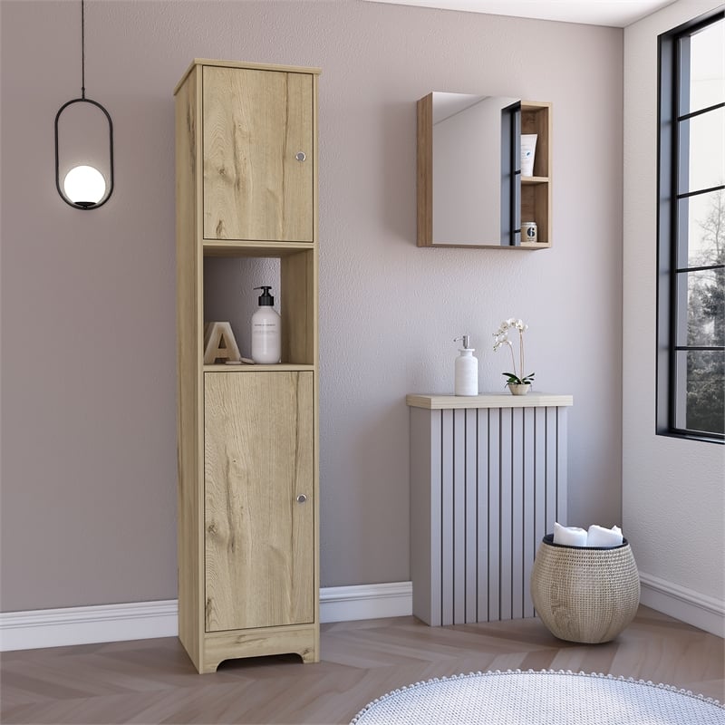 Pemberly Row 2Pc Bathroom Set Medicine Cabinet & Linen Cabinet in Multi-color