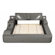 Pemberly Row Smart Multifunctional King Size Bed Made with Wood in Gray