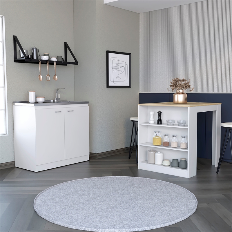 Pemberly Row 2 Piece Kitchen Set in Multi-color Engineered Wood