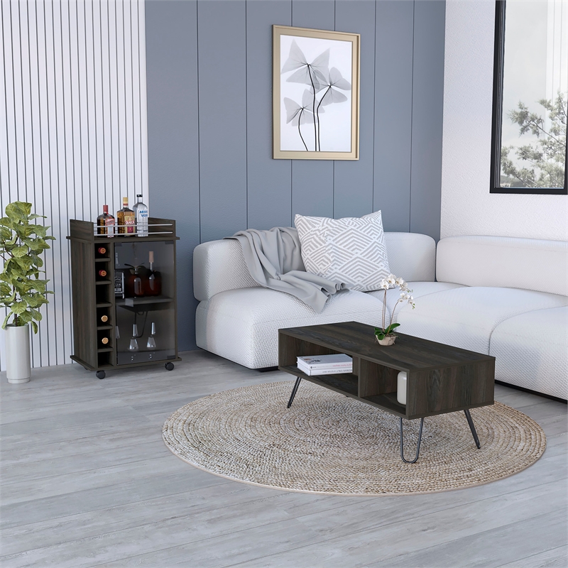 Pemberly Row 2 Piece Living Room Set in Brown Engineered Wood