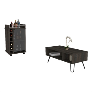 Pemberly Row 2 Piece Living Room Set in Brown Engineered Wood