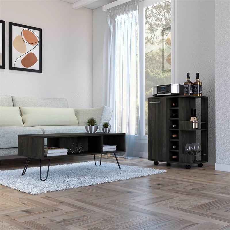 Pemberly Row 2 Piece Living Room Set in Brown Engineered Wood