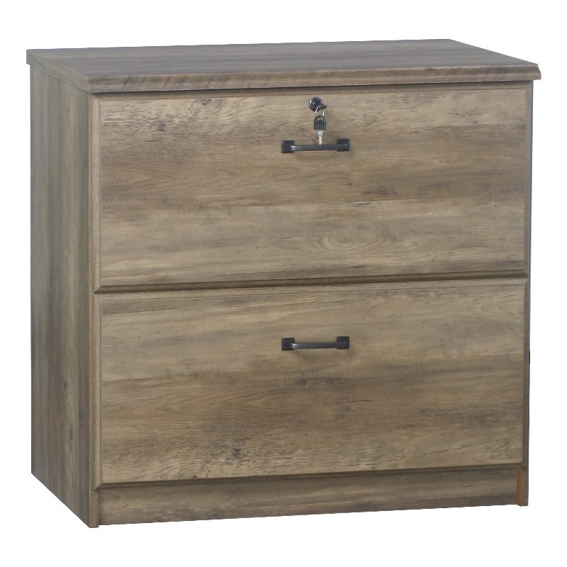 Pemberly Row Contemporary 2 Drawer Lateral Filing Cabinet in Rustic Oak