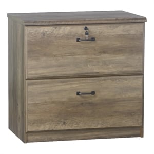 Pemberly Row Contemporary 2 Drawer Lateral Filing Cabinet in Rustic Oak