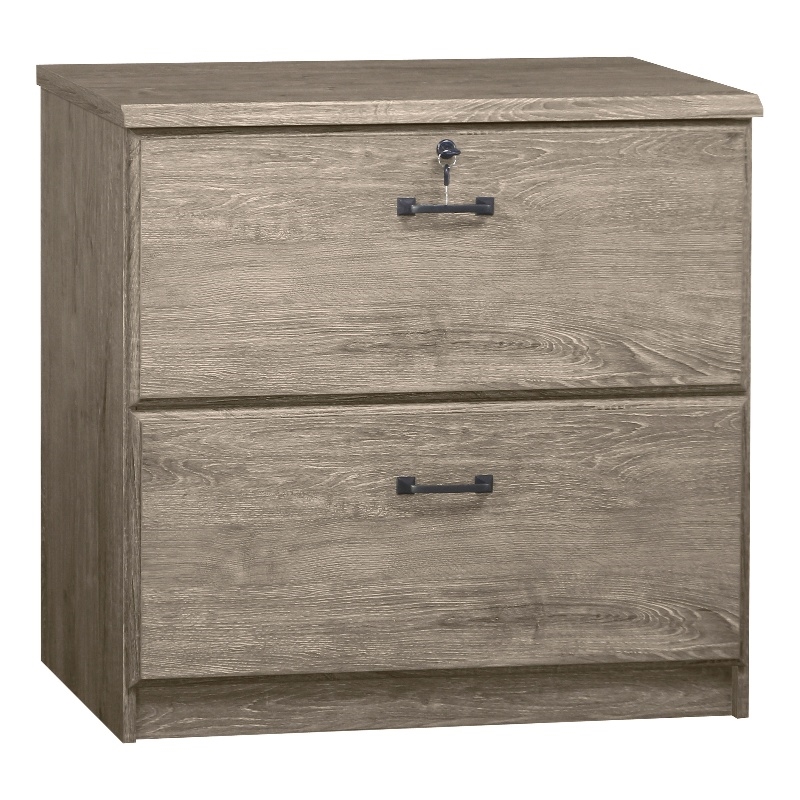 Pemberly Row Contemporary 2 Drawer Lateral Filing Cabinet in Gray Oak