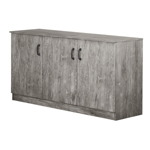 Pemberly Row Contemporary 3-Door Credenza Storage Cabinet in Gray Oak