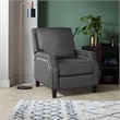 Pemberly Row Faux Leather Upholstered Push Back Recliner in Gray