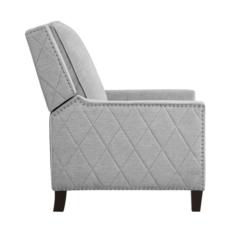 Pemberly Row Contemporary Fabric Upholstered Push Back Recliner in Gray