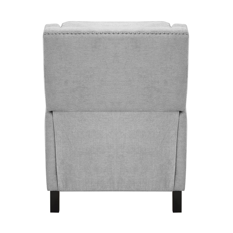 Pemberly Row Contemporary Fabric Upholstered Push Back Recliner in Gray