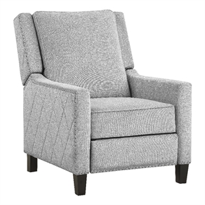 Pemberly Row Contemporary Fabric Upholstered Push Back Recliner in Gray