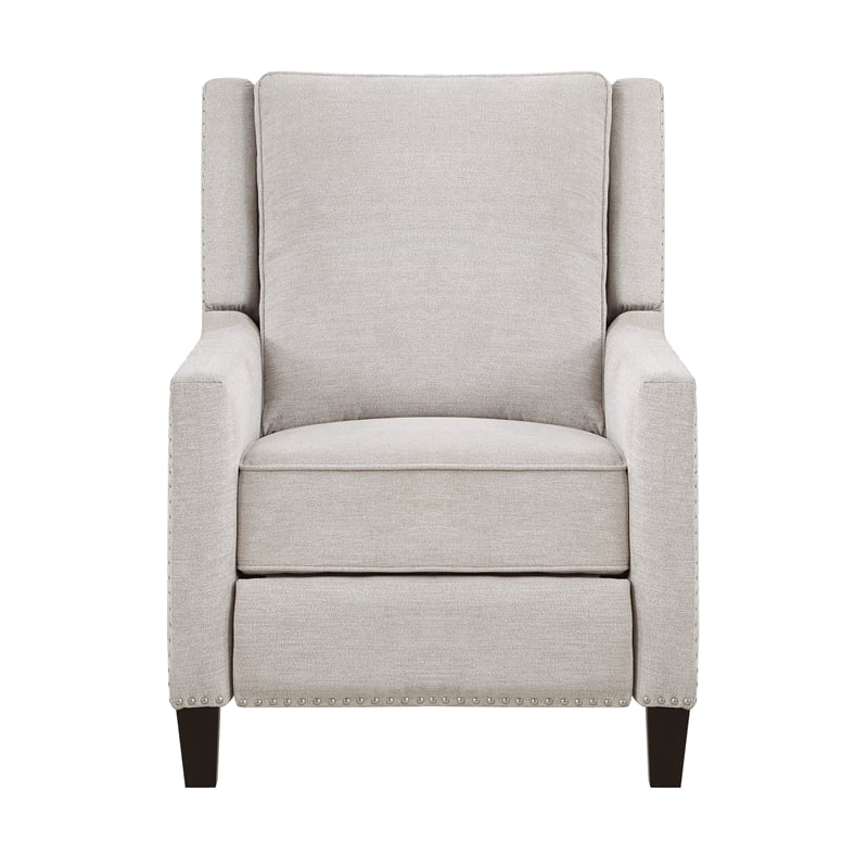 Pemberly Row Contemporary Fabric Upholstered Push Back Recliner in Sand