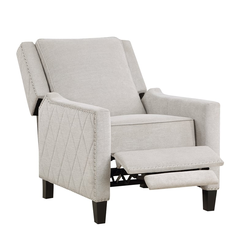 Pemberly Row Contemporary Fabric Upholstered Push Back Recliner in Sand