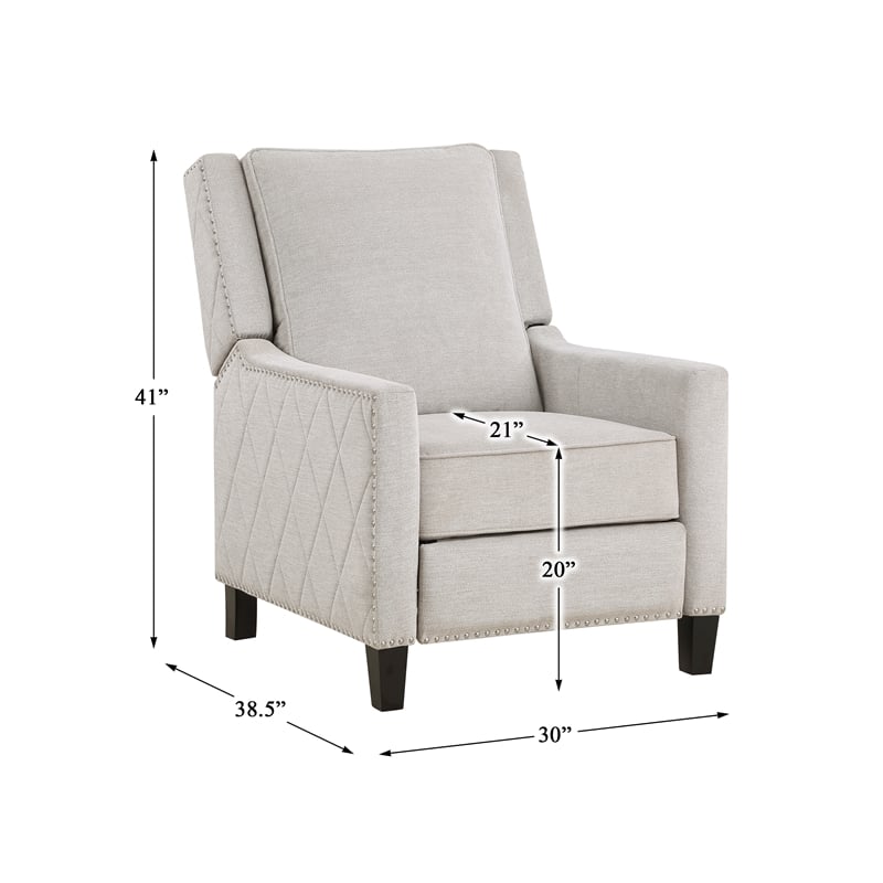 Pemberly Row Contemporary Fabric Upholstered Push Back Recliner in Sand