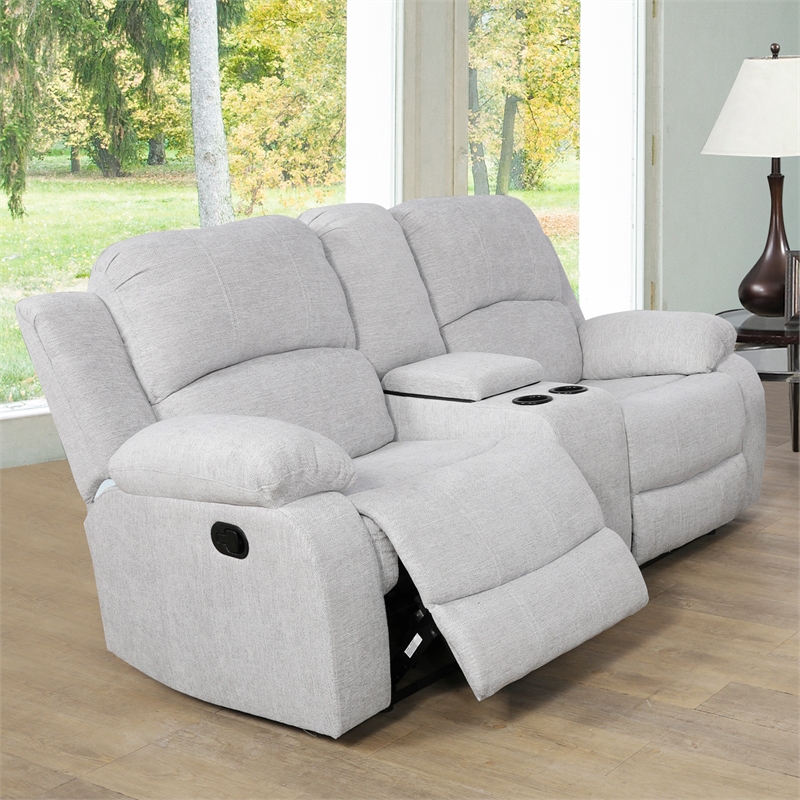 Pemberly Row 2-Piece Modern Microfiber Recliner Sofa Set in White
