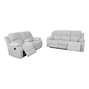 Pemberly Row 2-Piece Modern Microfiber Recliner Sofa Set in White