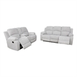 Pemberly Row 2-Piece Modern Microfiber Recliner Sofa Set in White