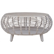 Pemberly Row Transitional Rattan Coffee Table in Whitewashed/Espresso
