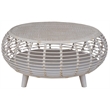 Pemberly Row Transitional Rattan Coffee Table in Whitewashed/Espresso