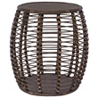Pemberly Row Modern Transitional Rattan End Table in Espresso/Gray