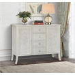 Pemberly Row Antiqued Carved Large Transitional Wood Cabinet in White