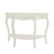 Pemberly Row Antiqued Carved Transitional Wood/Glass Console Table in White