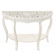Pemberly Row Antiqued Carved Transitional Wood/Glass Console Table in White