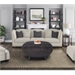 Pemberly Row Round Transitional Rattan Coffee Table in Brown