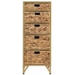 Pemberly Row 5-Drawer Transitional Metal/Wood Tower in Natural