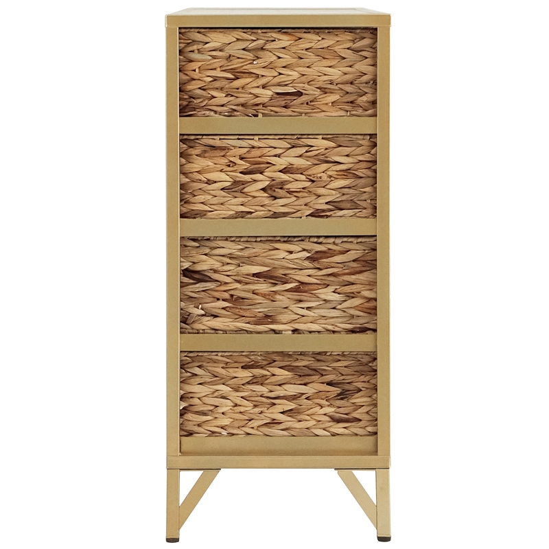 Pemberly Row 10-Drawer Transitional Metal Cabinet in Natural