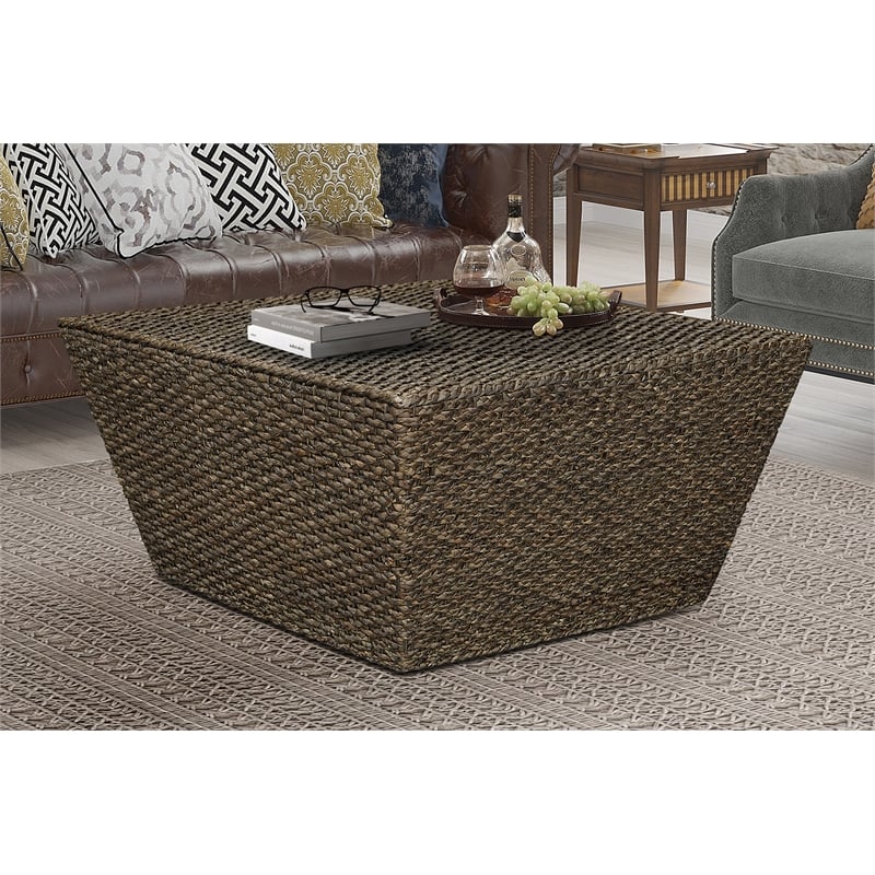 Pemberly Row Square Tapered Transitional Wood Coffee Table in Walnut