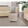 Pemberly Row Transitional Rattan Drum Storage Ottoman in Natural
