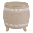 Pemberly Row Transitional Rattan Drum Storage Ottoman in Natural