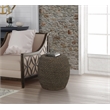 Pemberly Row Transitional Hyacinth Wood Drum Side Table in Walnut