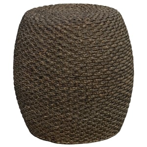 Pemberly Row Transitional Hyacinth Wood Drum Side Table in Walnut