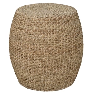 Pemberly Row Transitional Hyacinth Wood Drum Side Table in Natural