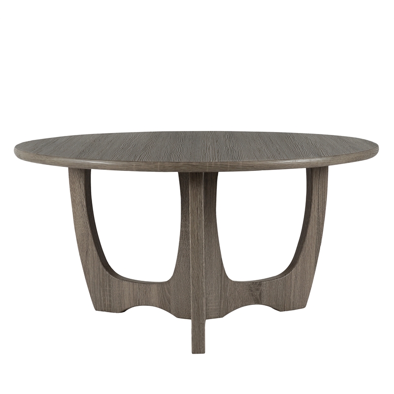 Pemberly Row Contemporary Wood Coffee Table with Carved Leg in Gray