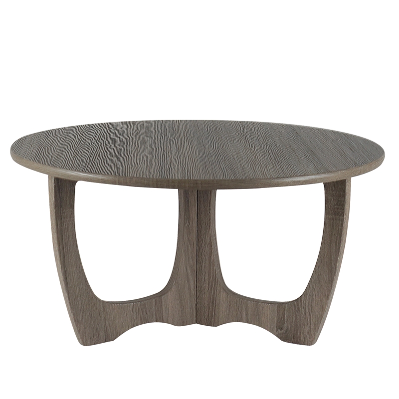 Pemberly Row Contemporary Wood Coffee Table with Carved Leg in Gray