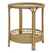 Pemberly Row Transitional Rattan/Glass Side Table in Natural