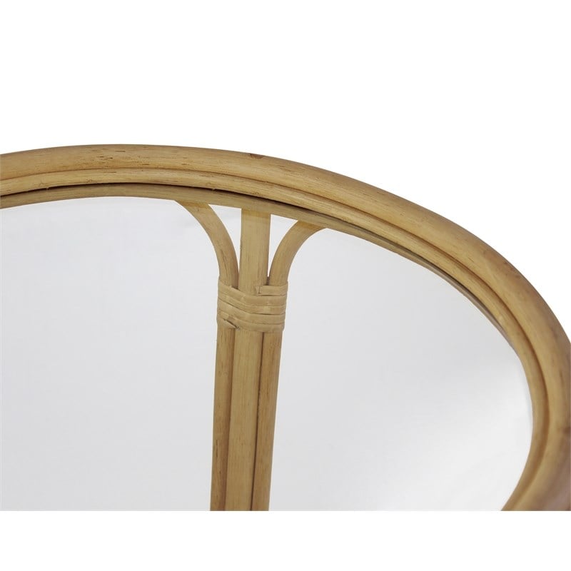 Pemberly Row Transitional Rattan/Glass Side Table in Natural