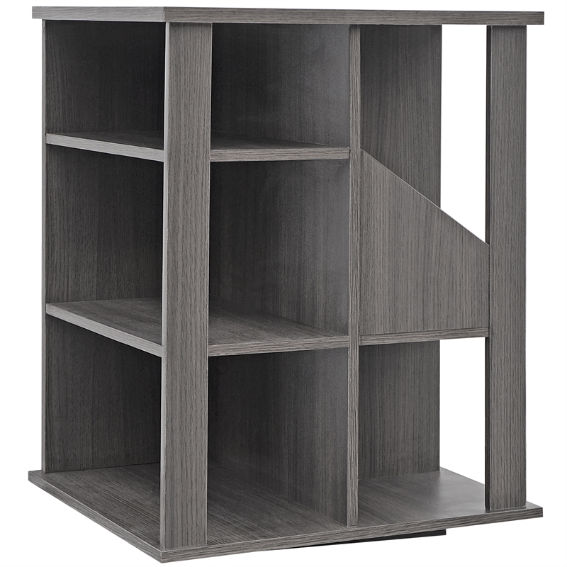 Pemberly Row All-In-One Transitional Wood Revolving Side Table in Gray