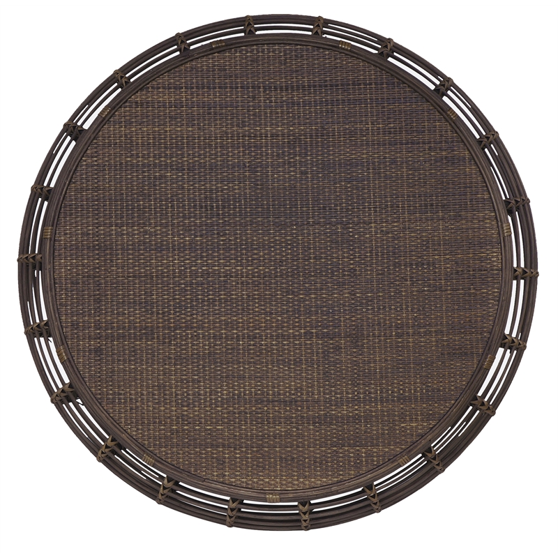 Pemberly Row Modern Transitional Rattan Coffee Table in Espresso