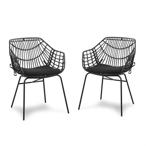 Pemberly Row 3-Piece Outdoor PE Wicker / Rattan Bistro Set in Gray