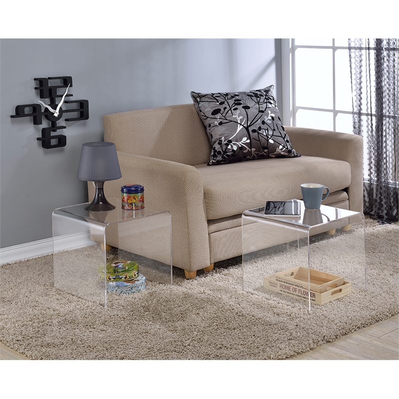 Pemberly Row Lucite Acrylic Cocktail Tables in Clear (Set of 2)