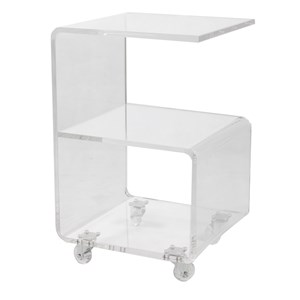 Pemberly Row G-shape Lucite and Acrylic Accent Table in Clear
