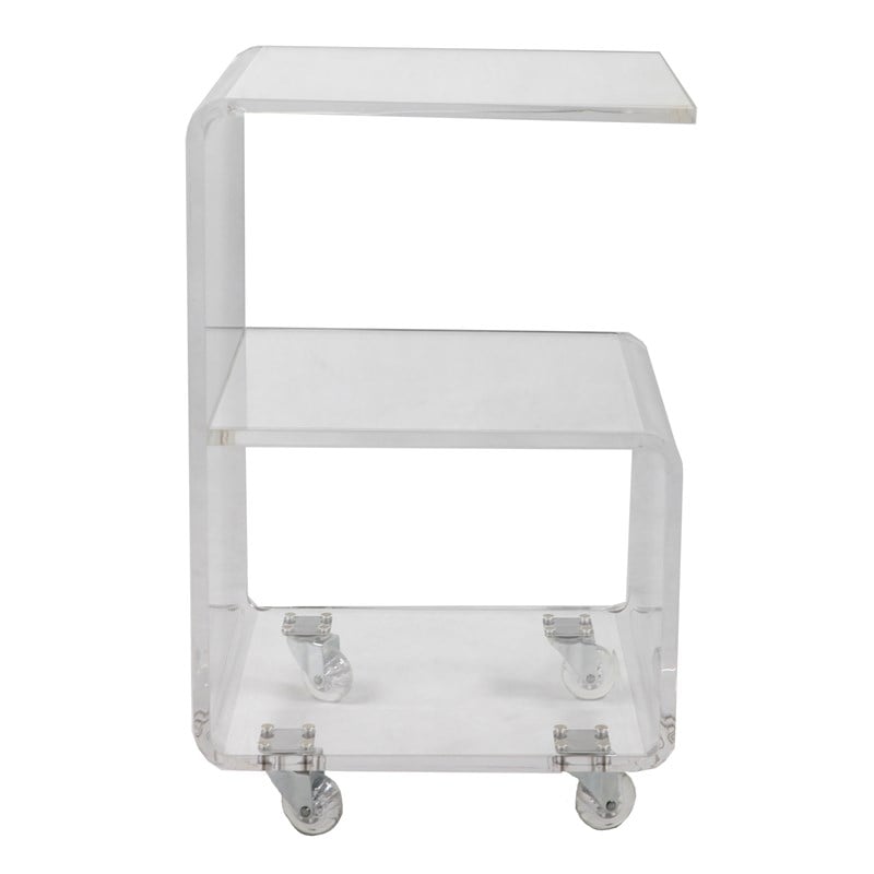 Pemberly Row G-shape Lucite and Acrylic Accent Table in Clear