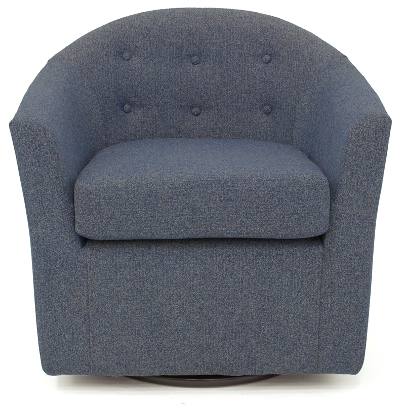 Pemberly Row Traditional Fabric Tufted Swivel Chair in Lilac Purple